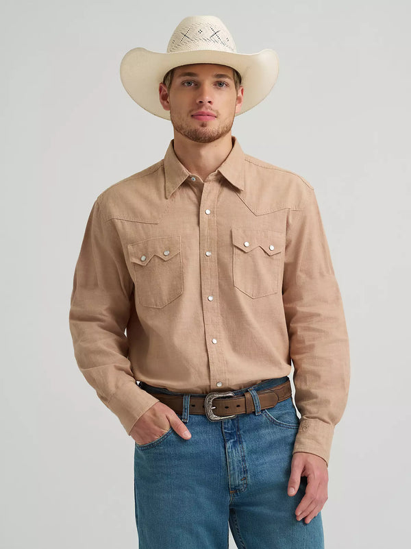 Men's Wrangler Cody Johnson Two Pocket Western Snap Shirt - Brown - 112374497