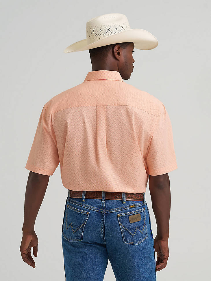 Wrangler Mens George Strait Peach Mod Short Sleeve One Pocket Button Down Shirt-112374611