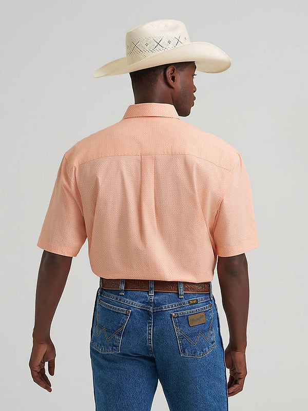 Wrangler Mens George Strait Peach Mod Short Sleeve One Pocket Button Down Shirt-112374611