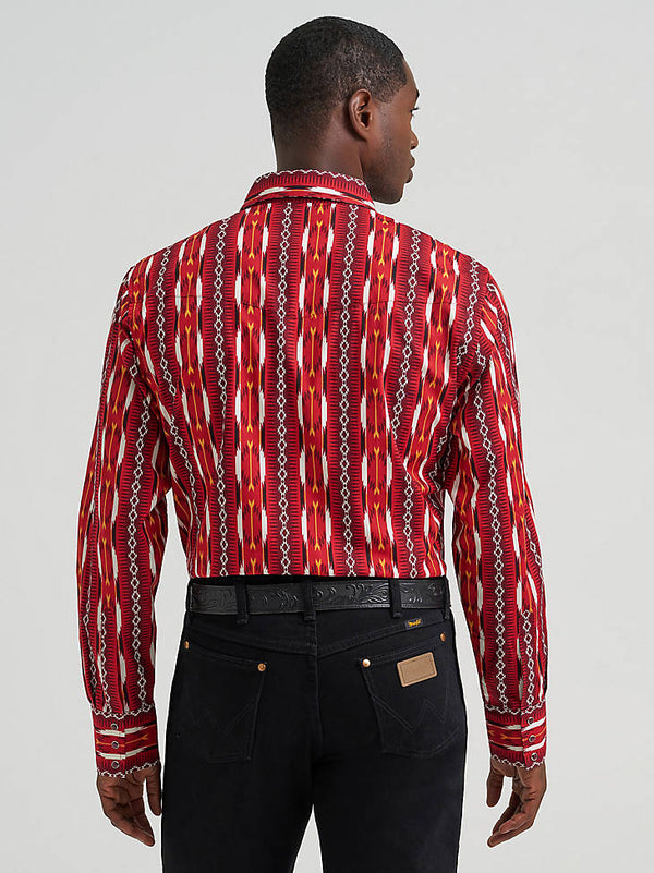 Wrangler Men's Checotah Fire Red Arrow Long Sleeve Snap Shirt-112374909