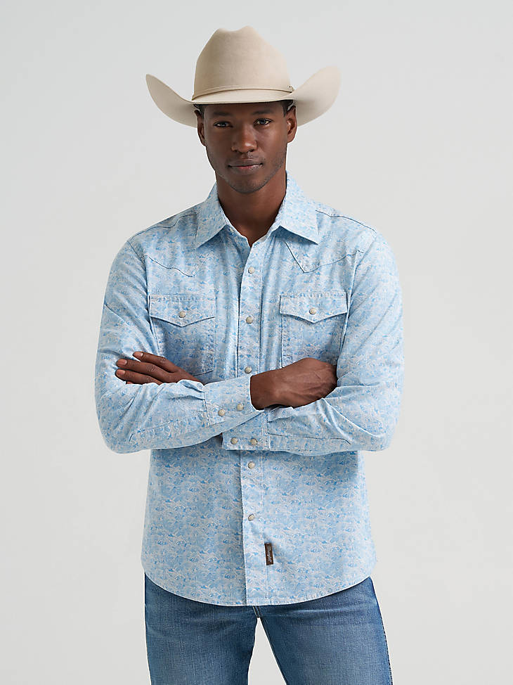 Wrangler Men's Retro Toile Waves Long Sleeve Snap Shirt-112374976