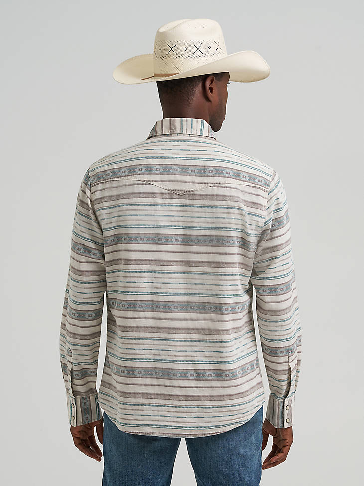 Wrangler Mens Neutral Serape Retro Premium Western Print Snap Shirt-112374977