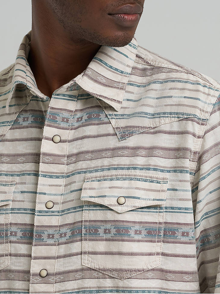 Wrangler Mens Neutral Serape Retro Premium Western Print Snap Shirt-112374977