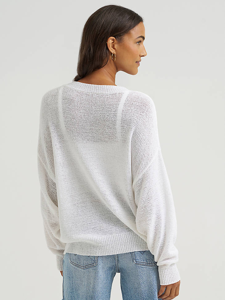 Wrangler Ladies White Gauzy Knit Sweater-112375092