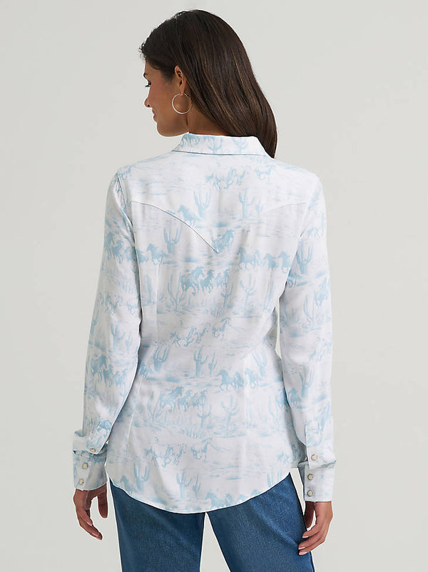 Wrangler Ladies Country Toile Western Slim Snap Shirt-112375191