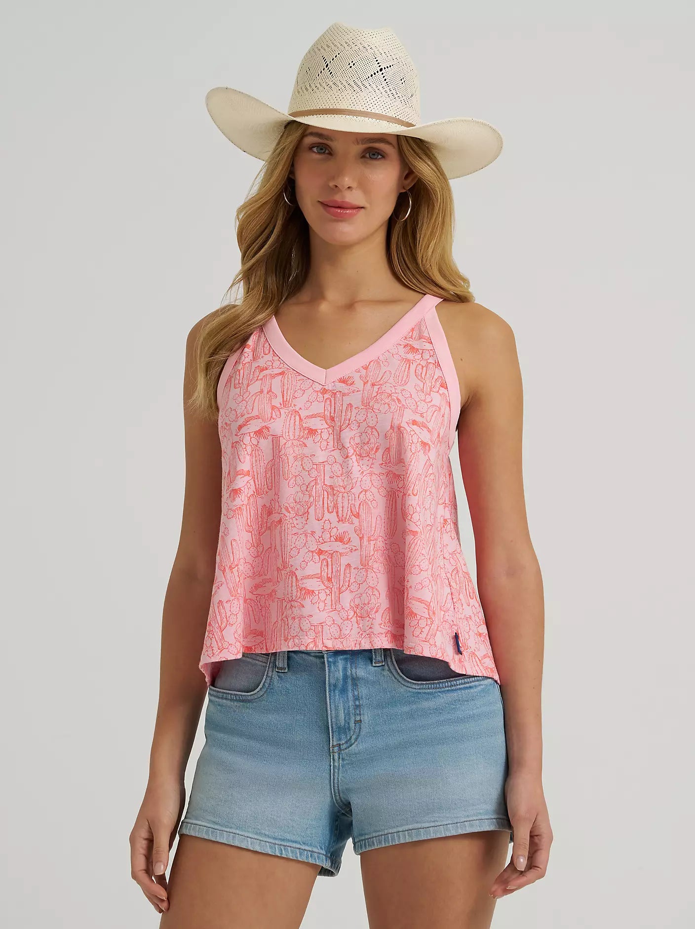 Wrangler Ladies V-Neck Desert Tank - Pink - 112375228