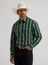 Men's Wrangler Vintage-Inspired Brushpopper Western Snap Shirt - Teal Pop - 112375714