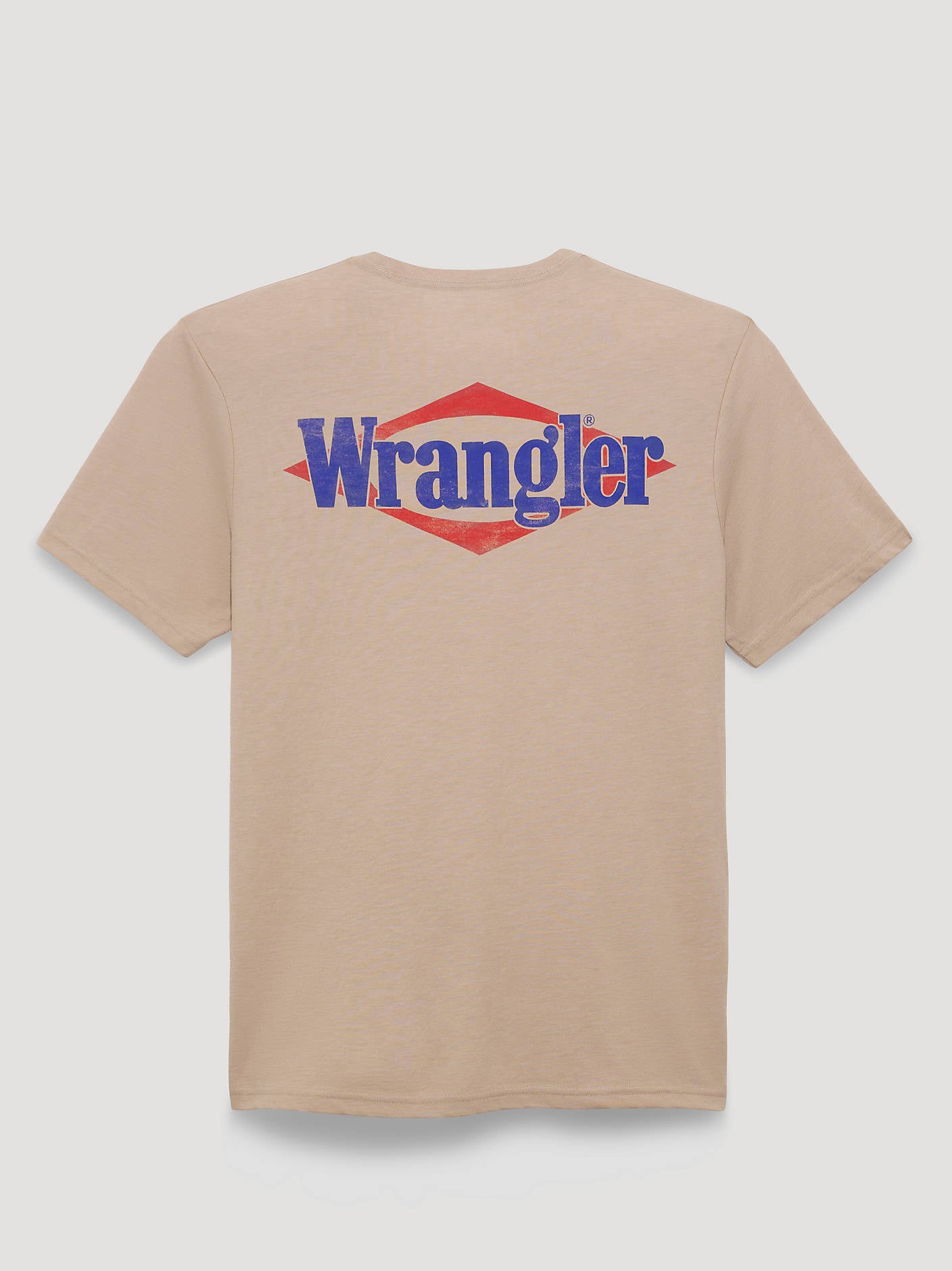 Wrangler Men's Framed Logo Oxford Tan Heather Back Graphic Pocket TShirt-112375807