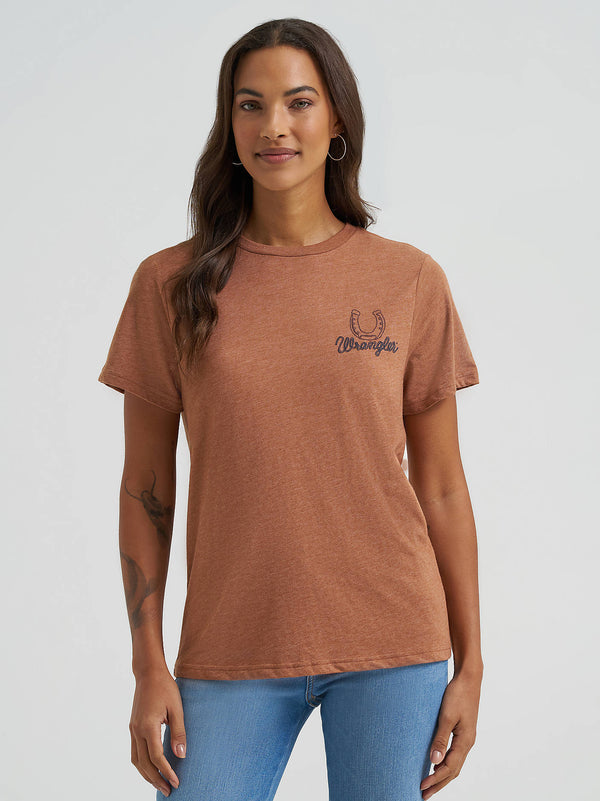 Wrangler Ladies Rawhide Heather Bucking Back Graphic Tee-112375852