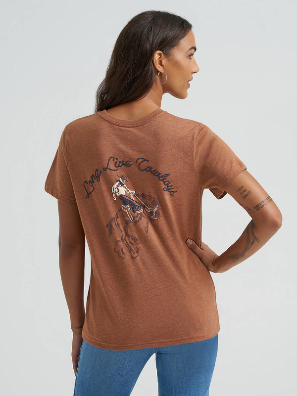 Wrangler Ladies Rawhide Heather Bucking Back Graphic Tee-112375852