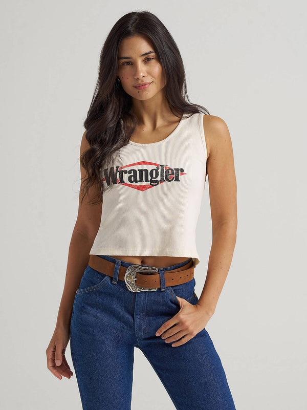 Wrangler Ladies Triangle Logo Graphic Ribbed Tank-112375857