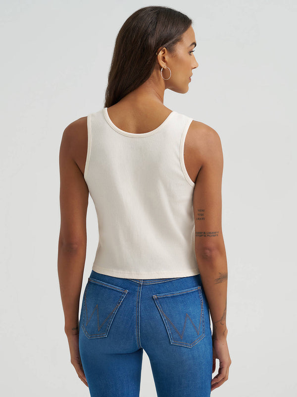 Wrangler Ladies Triangle Logo Graphic Ribbed Tank-112375857
