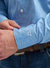 Wrangler Men's Dusty Blue Leaf Cody Johnson One Pocket Button Down Shirt-112378979