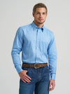 Wrangler Men's Dusty Blue Leaf Cody Johnson One Pocket Button Down Shirt-112378979