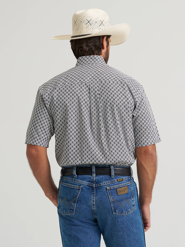 Wrangler Mens George Strait Grey Medallions Short Sleeve Shirt-112379058