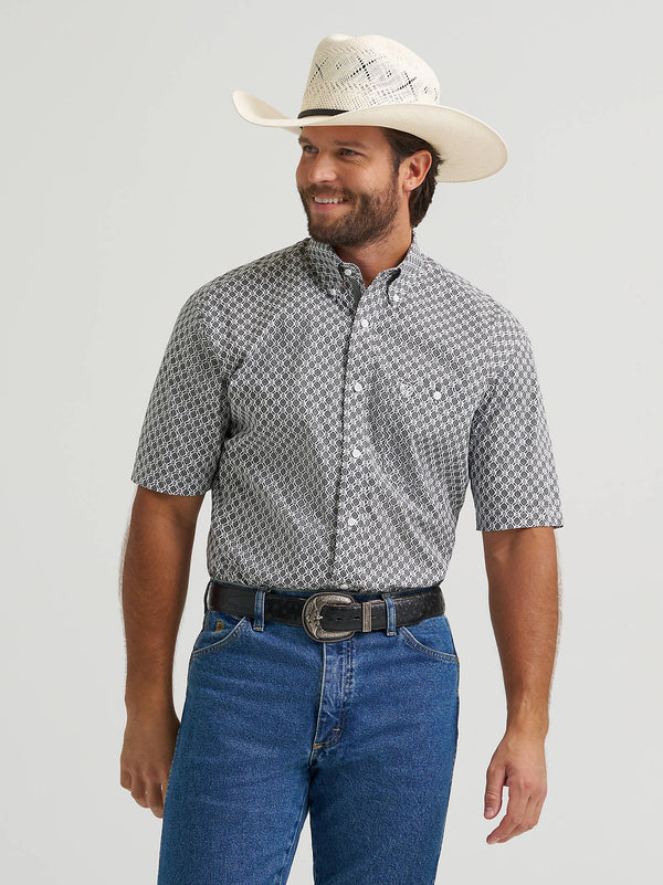 Wrangler Mens George Strait Grey Medallions Short Sleeve Shirt-112379058
