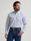 Wrangler Men's Striped Blue George Strait Button Down Shirt-112379063