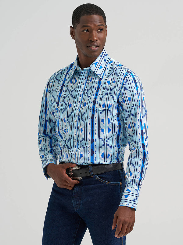 Wrangler Mens Checotah Icy Long Sleeve Snap Shirt-112379225