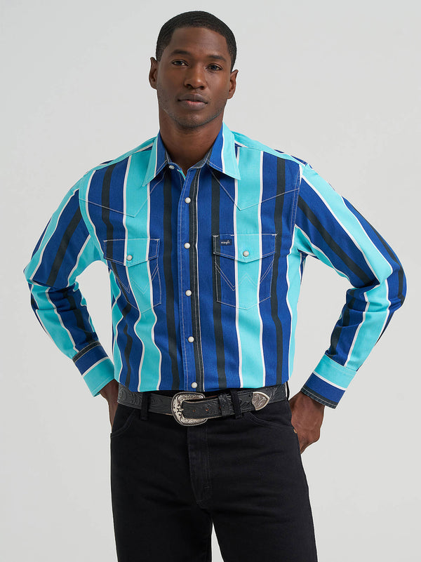 Wrangler Mens Cobalt Storm Brushpopper Shirt-112379229