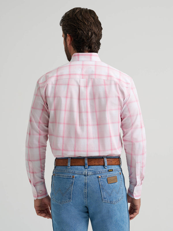 Wrangler Mens Baby Pink Bucking Cancer Button Down Shirt-112379235
