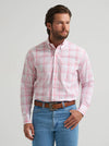 Wrangler Men's Baby Pink Bucking Cancer Button Down Shirt-112379235