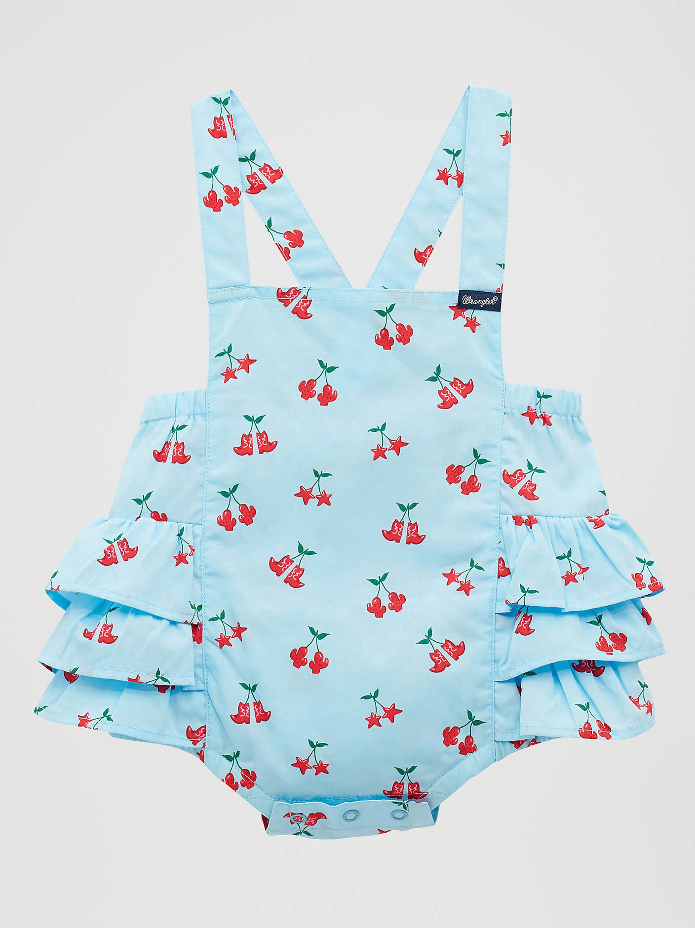 Wrangler Baby Girls Blue Western Printed Ruffle Bodysuit-112379436