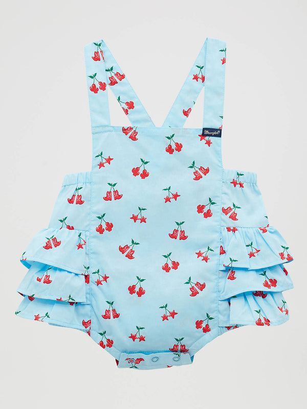 Wrangler Baby Girls Blue Western Printed Ruffle Bodysuit-112379436