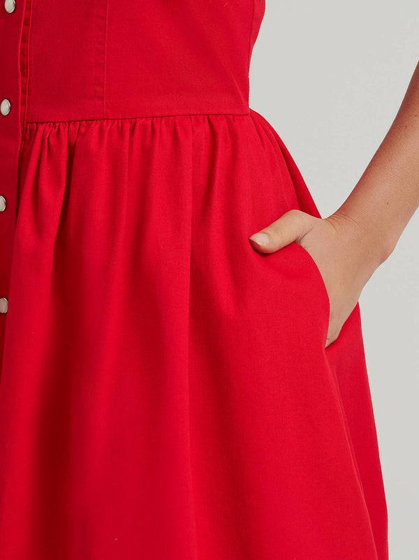 Wrangler Ladies Bright Red Americana Corset Snap Dress-112379499