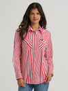 Wrangler Ladies Americana Red Olivia Western Slim Snap Shirt-112379520