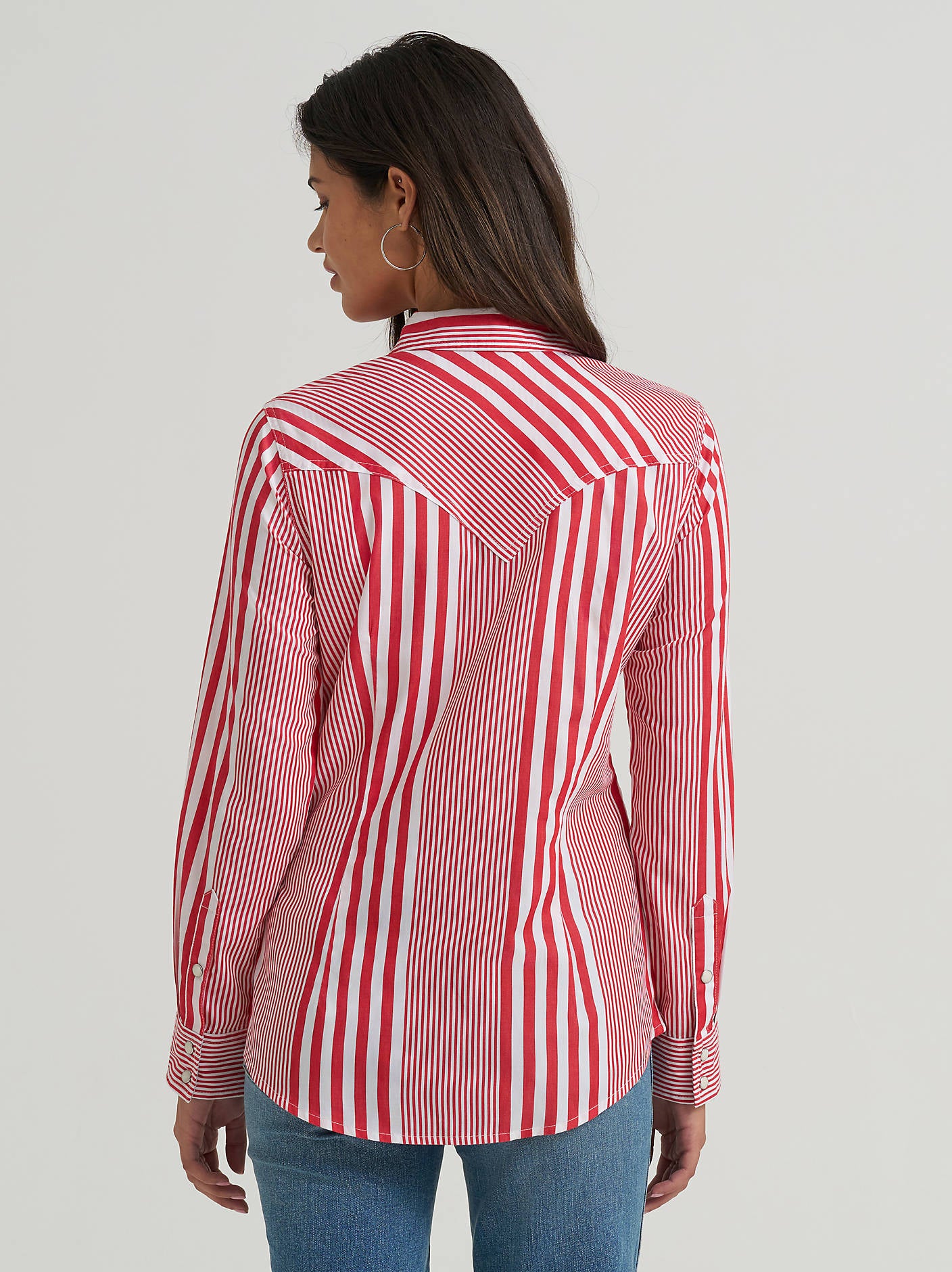 Wrangler Ladies Americana Red Olivia Western Slim Snap Shirt-112379520