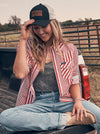 Wrangler Ladies Americana Red Olivia Western Slim Snap Shirt-112379520