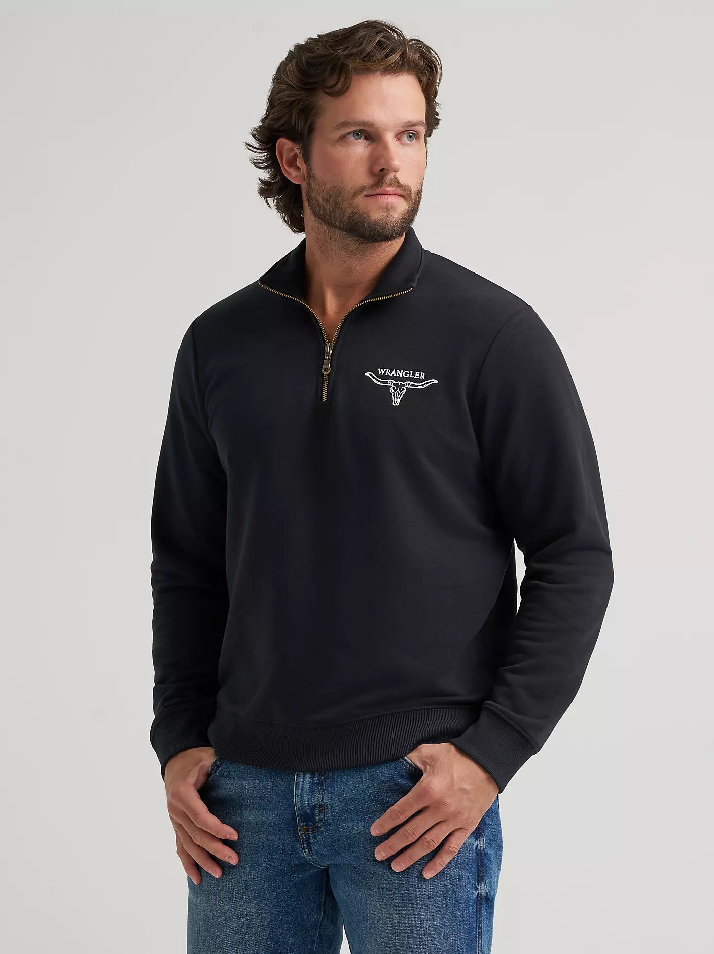 Wrangler Mens Longhorn Quarter Zip Fleece Pullover 112379609