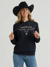 Wrangler Ladies Embroidered Steer Head Graphic Pullover Black Hoodie-112380251
