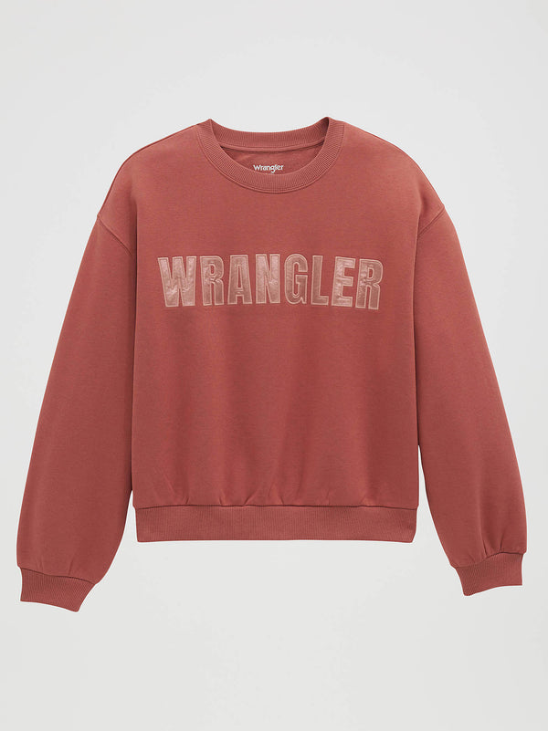 Wrangler Ladies Logo Canyon Crew Pullover Rose 112380254