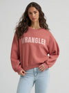 Wrangler Ladies Logo Canyon Crew Pullover Rose 112380254
