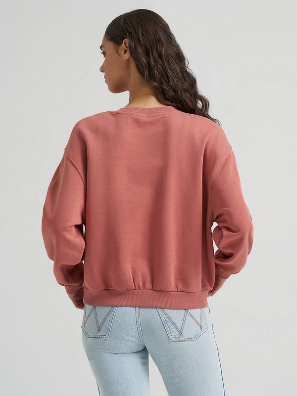 Wrangler Ladies Logo Canyon Crew Pullover Rose 112380254