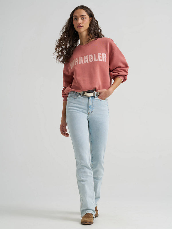 Wrangler Ladies Logo Canyon Crew Pullover Rose 112380254