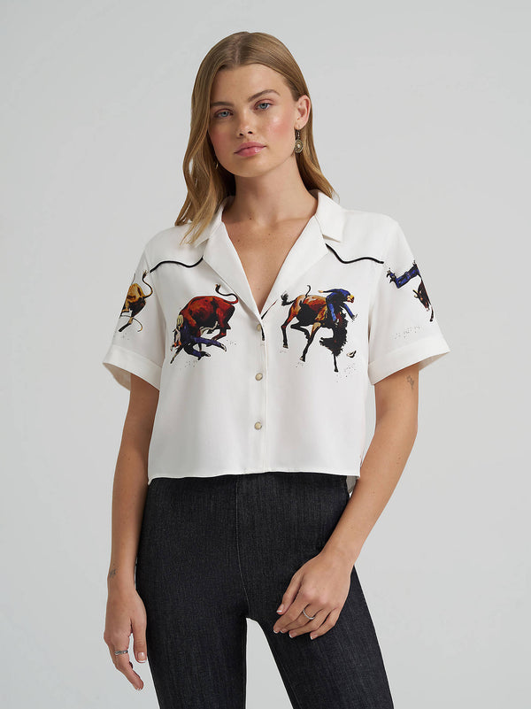 Wrangler Ladies Lainey Wilson White Camp Shirt-112380469