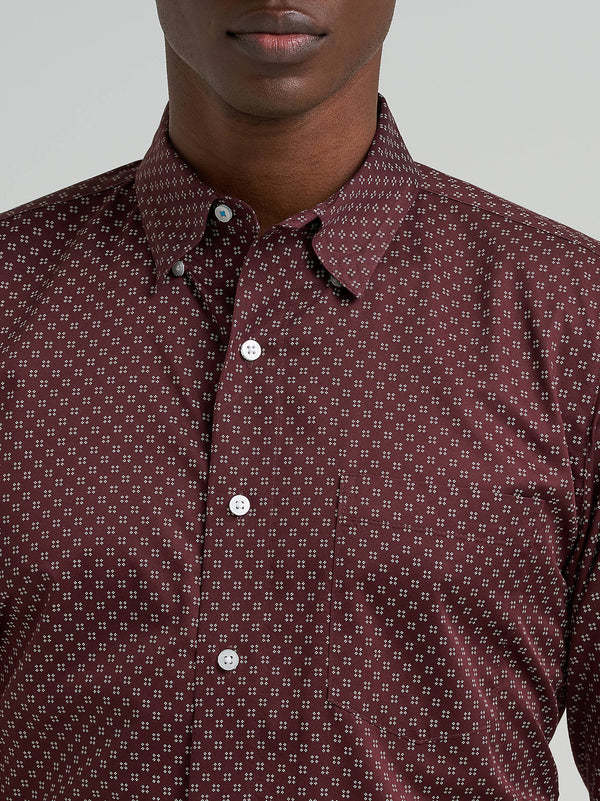 Wrangler Men's Cody Johnson One Pocket Button Down Wine 112381552