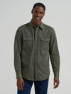 Wrangler Men's Colorwash Denim Western Snap Shirt Olive 112381633
