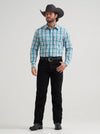 Wrangler Men's Wrinkle Resist Long Sleeve Western Snap Plaid Shirt - Seaside - 112381652