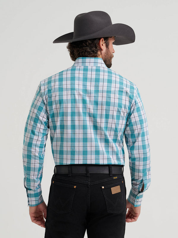 Wrangler Men's Wrinkle Resist Long Sleeve Western Snap Plaid Shirt - Seaside - 112381652
