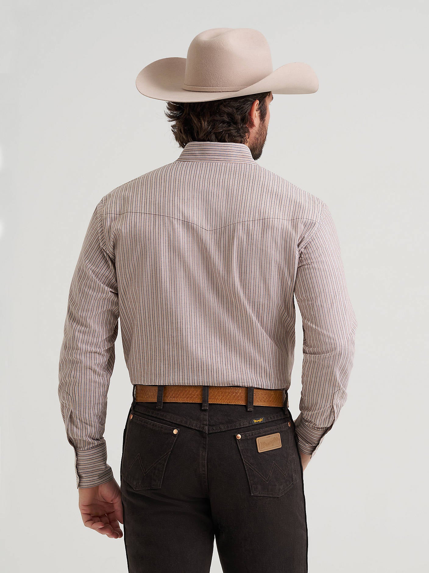 Wrangler Men's Wrinkle Resist Long Sleeve Western Snap Stripe Shirt - Cinnamon - 112381653