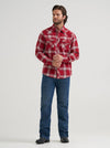 Wrangler Men's Retro Long Sleeve Flannel Snap Plaid Shirt Red 1123281934