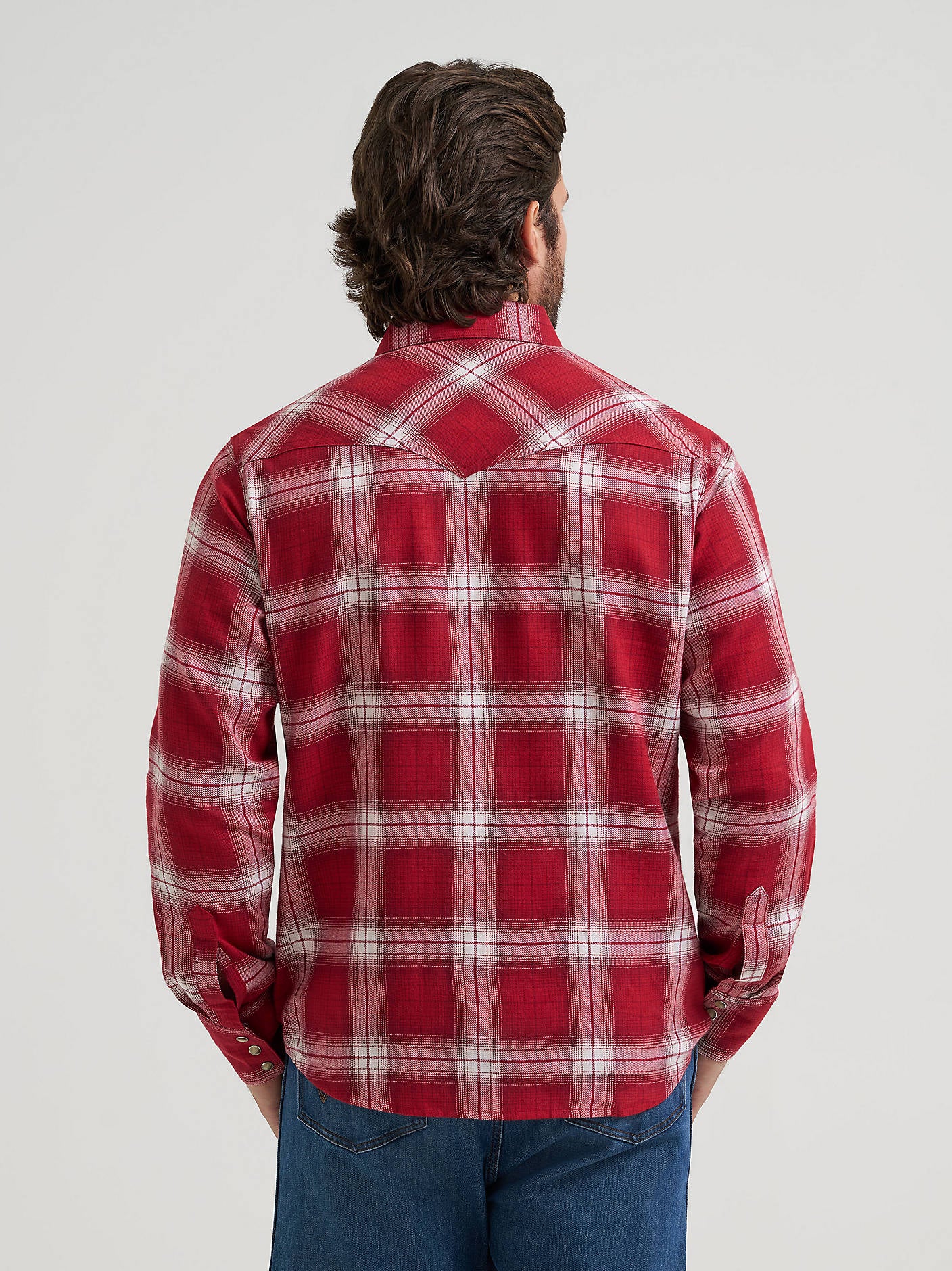 Wrangler Men's Retro Long Sleeve Flannel Snap Plaid Shirt Red 1123281934