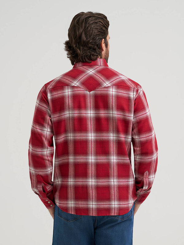 Wrangler Men's Retro Long Sleeve Flannel Snap Plaid Shirt Red 1123281934