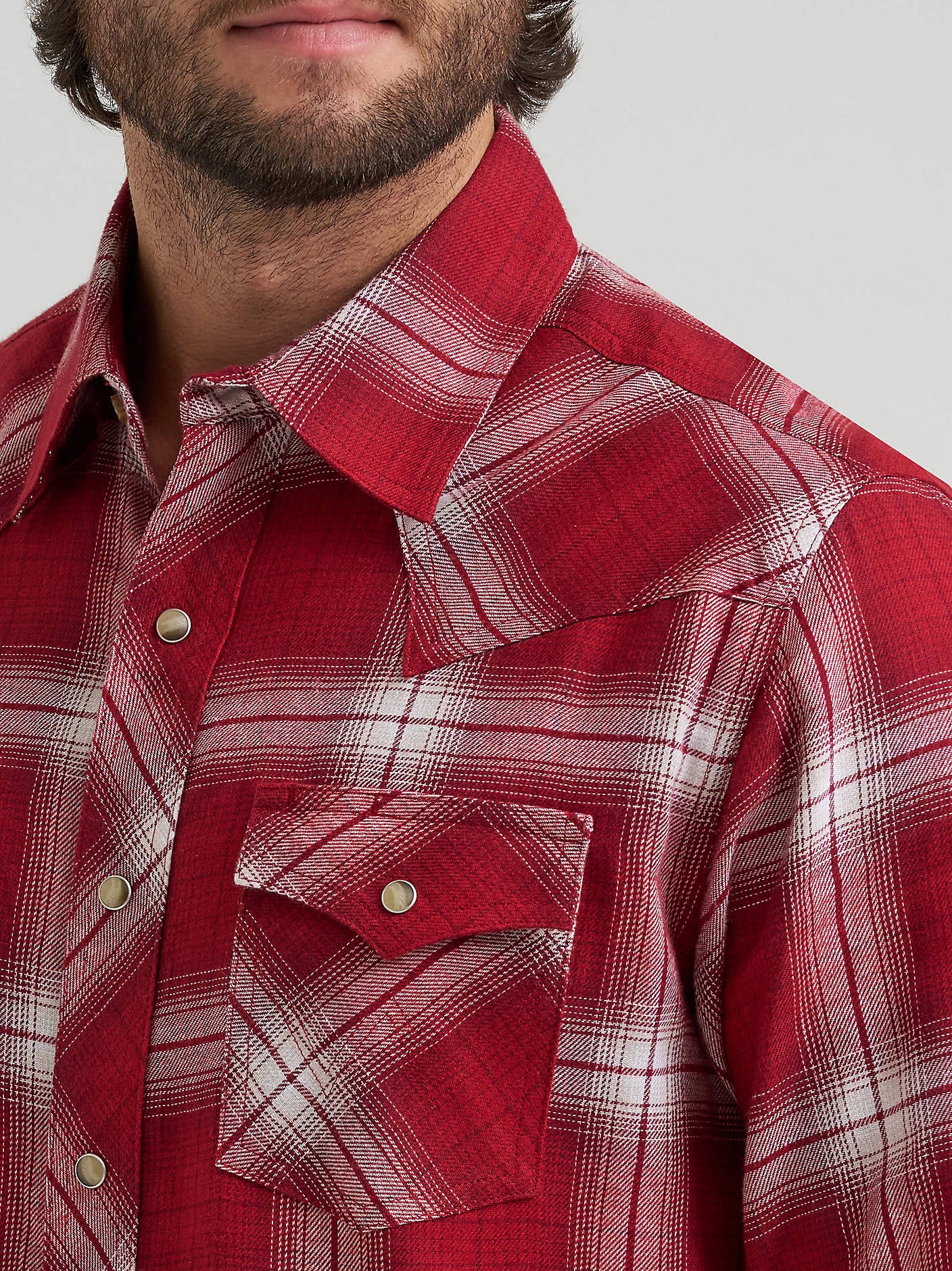 Wrangler Men's Retro Long Sleeve Flannel Snap Plaid Shirt Red 1123281934