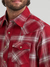 Wrangler Men's Retro Long Sleeve Flannel Snap Plaid Shirt Red 1123281934