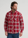 Wrangler Men's Retro Long Sleeve Flannel Snap Plaid Shirt Red 1123281934