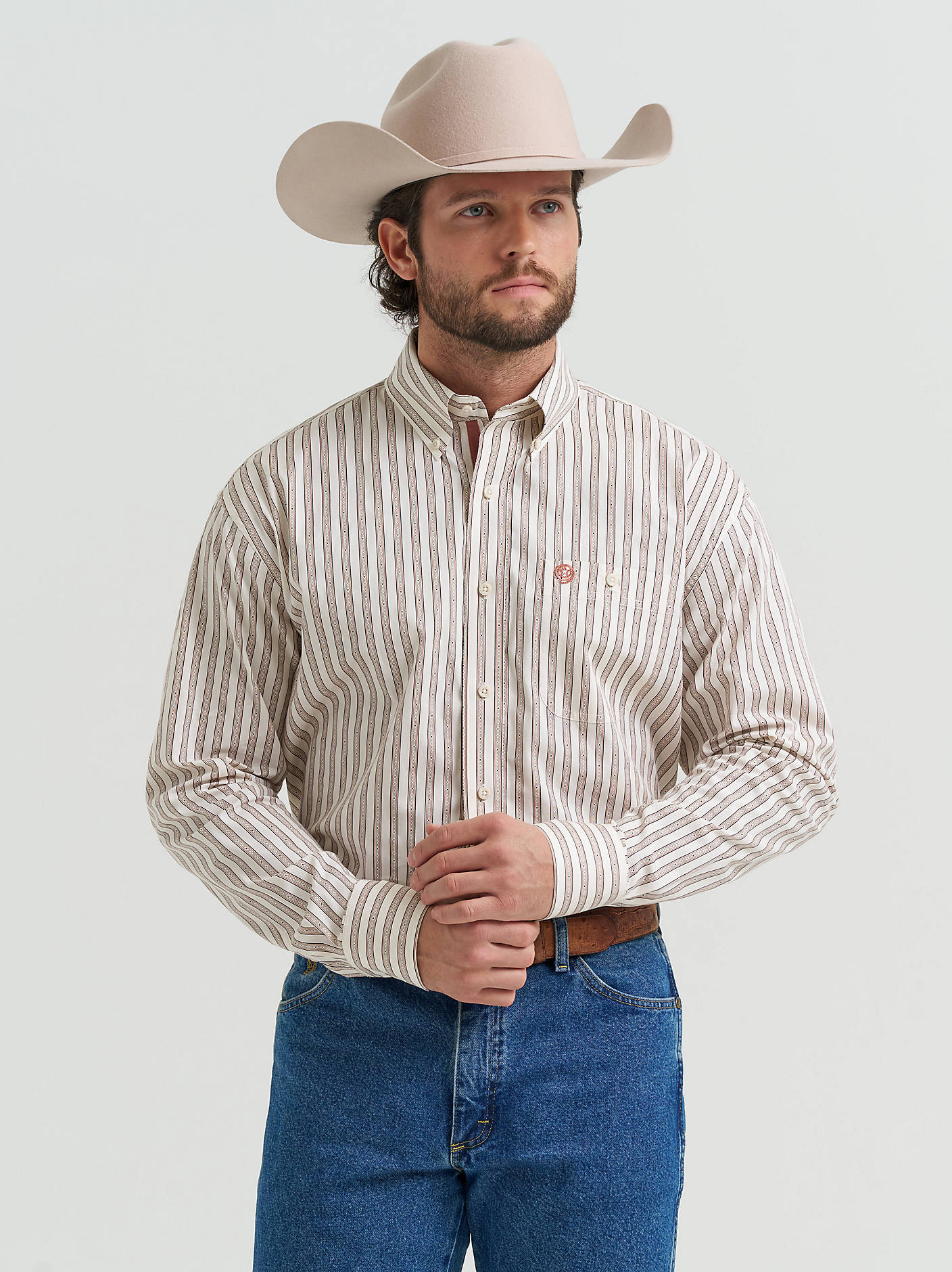 Wrangler Men's George Strait™ Long Sleeve Button Down One Pocket Shirt - 112381952